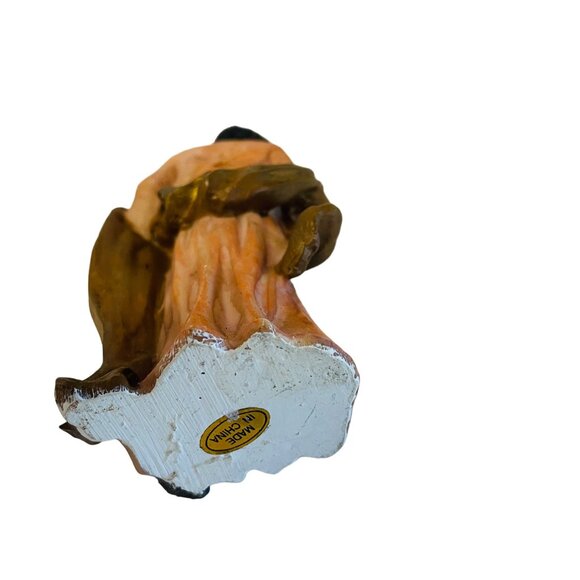 Handcrafted 5" Resin Figurine Of Shepherd Boy Holding Staff In Orange Robes 5" - Picture 8 of 11